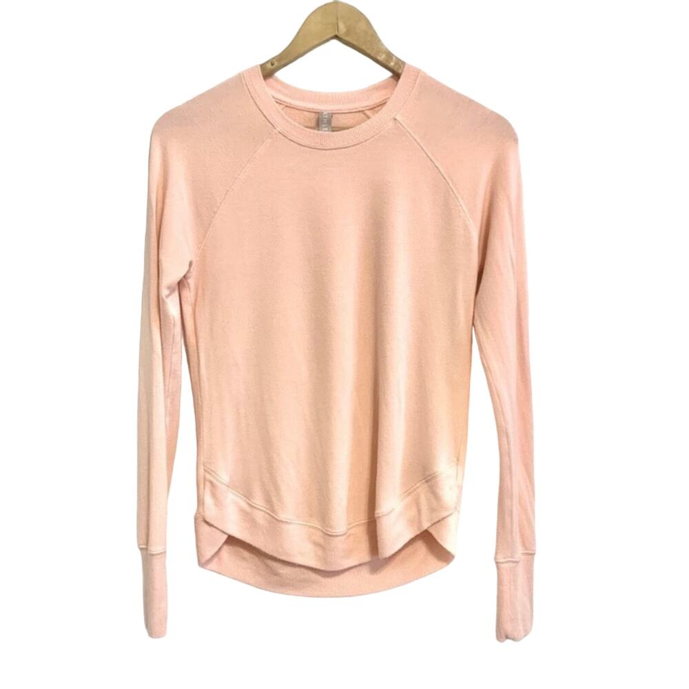 Athleta Light Peach Crew Neck Pullover Sweatshirt